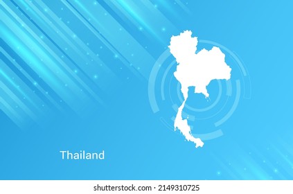 Mapa abstracto del circuito de Tailandia de fondo azul claro liso.
