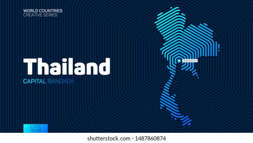 Abstract map of Thailand with hexagon lines