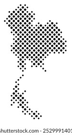 Abstract map of Thailand with a pattern of black circles like a chessboard