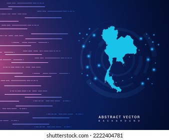 Abstrakte Karte der thailändischen Technologie mit High-Tech-Hintergrundschaltung für digitale Datenverbindung.