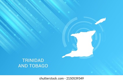Abstract map of Trinidad and Tobago circuit circle smooth light blue background.