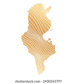 abstract map of Tunis - vector illustration of striped gold colored map