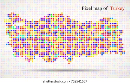 Abstract map of Turkey, colorful pixels. Vector illustration. Eps 10