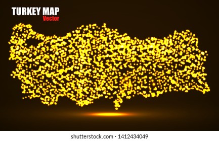 Abstract map of Turkey with glowing particles