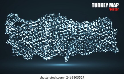 Abstract map of Turkey with glowing particles