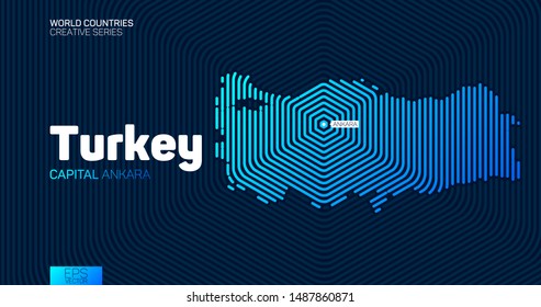 Abstract map of Turkey with hexagon lines