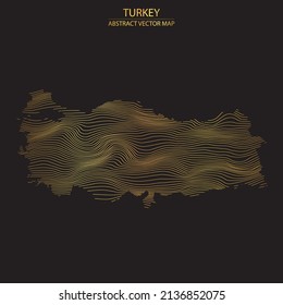 mapa abstracto de Turquía - iluminación vectorial de un mapa de colores dorados a rayas