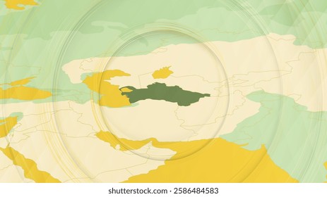 Abstract Map of Turkmenistan and Surrounding Regions with Circular Patterns. Vibrant Abstract Map.