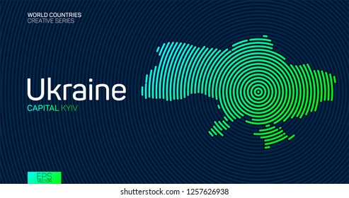Abstract map of Ukraine with circle lines