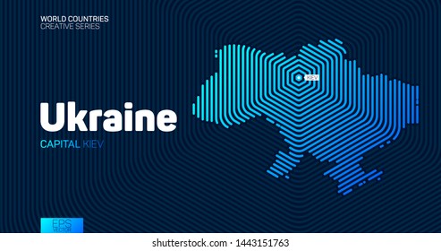 Abstract map of Ukraine with hexagon lines