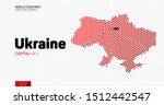 Abstract map of Ukraine with red hexagon lines