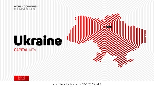 Abstract map of Ukraine with red hexagon lines