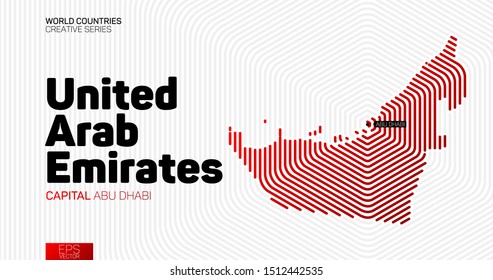 Abstract map of United Arab Emirates with red hexagon lines