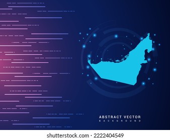 Mapa abstracto de la tecnología de los Emiratos Árabes Unidos con el circuito de fondo del sistema de conexión de datos digitales de alta tecnología.