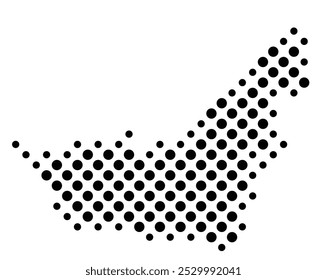 Mapa Abstractas de los Emiratos Árabes Unidos con un patrón de círculos negros como un tablero de ajedrez