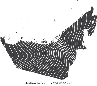 abstract map of United Arad Emirates with wave pattern