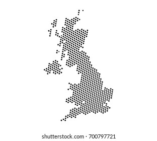 Abstract map of United kingdom dots planet, lines, global world map halftone concept. Vector illustration eps 10.