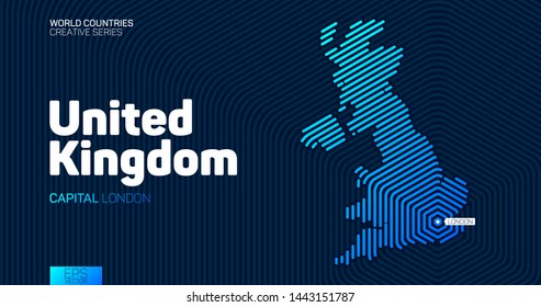 Abstract map of United Kingdom with hexagon lines