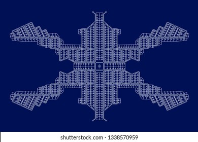 Abstract map. Urban futuristic city top view. Vector blueprint.