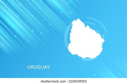 Mapa abstracto del circuito de Uruguay de fondo azul claro liso.