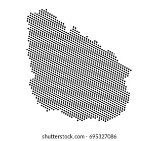 Abstract map of Uruguay dots planet, lines, global world map halftone concept. Vector illustration eps 10.