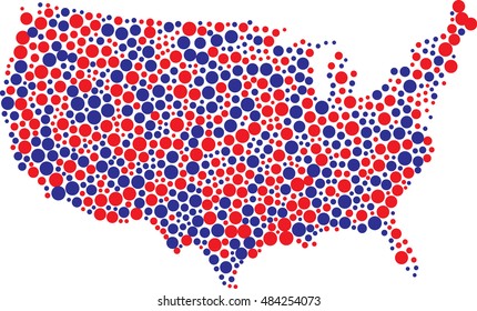 Abstract map of USA. Colorful background. Vector illustration
