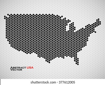 Abstract map of USA from hexagons. Vector illustration. Eps 10