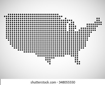 Abstract map of USA from round dots. Vector illustration. Eps 10 