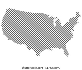 Abstract Map Of USA United States Of America . Diagonal Lines. Vector Eps10