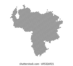 Abstract map of Venezuela dots planet, lines, global world map halftone concept. Vector illustration eps 10.