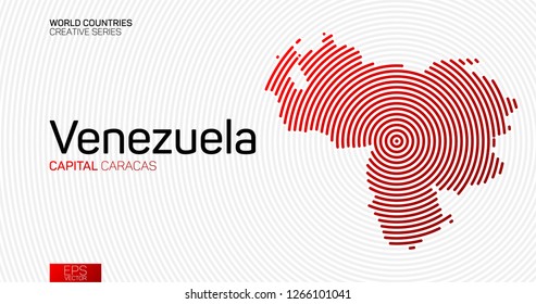 Abstract map of Venezuela with red circle lines