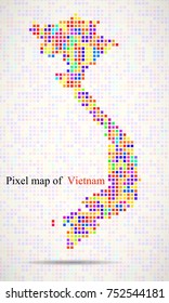 Abstract map of Vietnam, colorful pixels. Vector illustration. Eps 10
