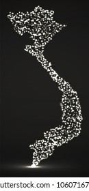 Abstract map of Vietnam with glowing particles, vector illustration eps 10