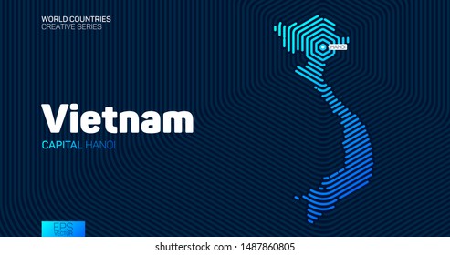 Abstract map of Vietnam with hexagon lines