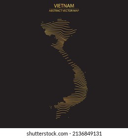mapa abstracto de Vietnam - ilusión vectorial de mapa a rayas de color oro