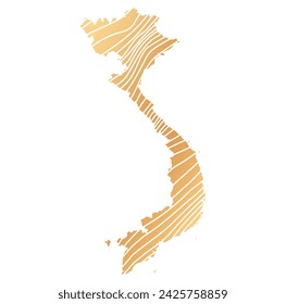 abstract map of Vietnam - vector illustration of striped gold colored map