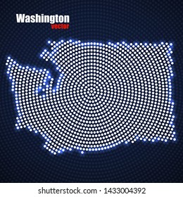 Abstract map Washington of glowing radial dots, halftone concept. Vector illustration, eps 10