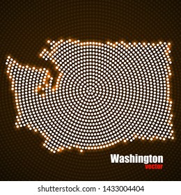 Abstract map Washington of glowing radial dots, halftone concept. Vector illustration, eps 10