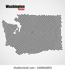 Abstract map Washington of radial dots, halftone concept. Vector illustration, eps 10