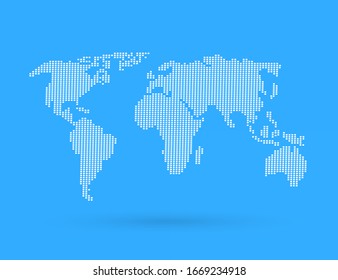 Abstract map of white polka dots on a blue background used as illustrations