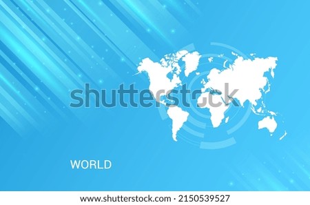 Abstract map of World circuit circle smooth light blue background.