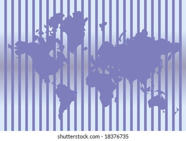 Abstract map of world in dark blue colour. Vector illustration
