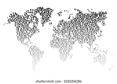 Abstract map of World dots planet, lines, global halftone concept. Vector illustration eps 10.