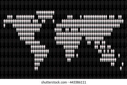 Abstract map of the world from the human silhouette, business network. Vector illustration. Eps 10
