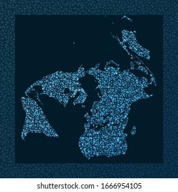 Abstract map of world network. Gringorten Quincuncial projection. World Network. Vibrant connections map. Vector illustration.