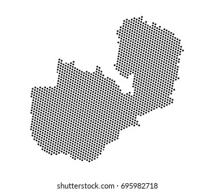 Abstract map of Zambia dots planet, lines, global world map halftone concept. Vector illustration eps 10.