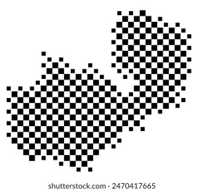 Abstract map of Zambia showing the country with a pattern of black and white squares like a chessboard