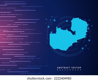 Mapa abstracto de la tecnología de Zambia con el circuito de fondo del sistema de conexión de datos digitales de alta tecnología.