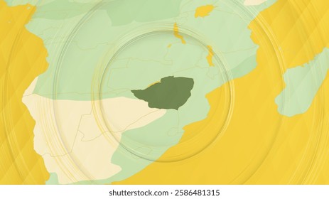Abstract Map of Zimbabwe and Surrounding Regions with Circular Patterns. Vibrant Abstract Map.