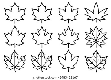 Abstract Maple Leaf Line Art for Designs
